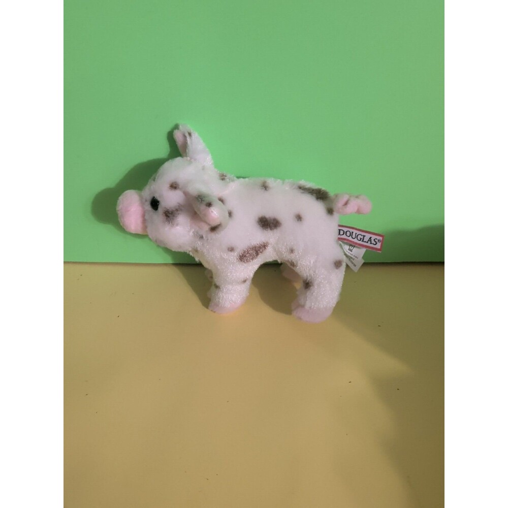 Douglas Yogi Pig Plush Stuffed Animal White Brown Spotted Pink Cute Soft 8"